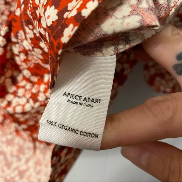 APIECE Apart Mitte Top Floral Blouse Red flowers Patterned Poplin Cotton Organic - Picture 9 of 12